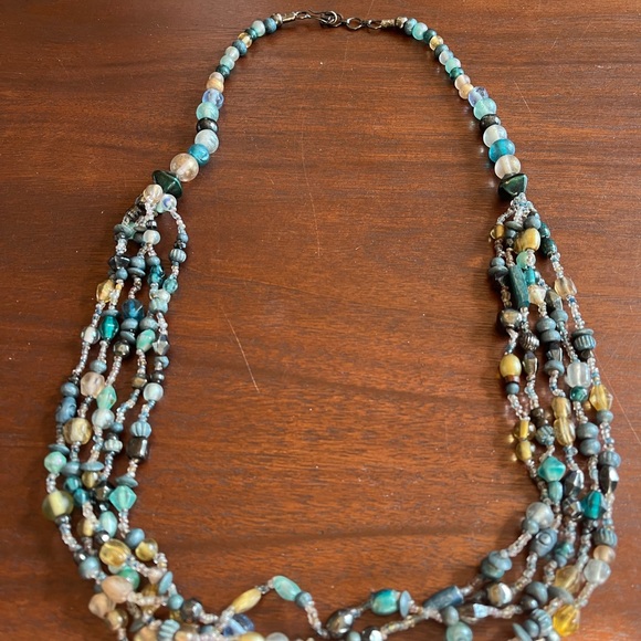 Set of 4 Necklace Lot Iris Apfel Style Faux Turquoise - Picture 2 of 7